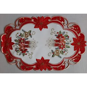 ubrus UBRUS vyšívaný 50 x 30 vánoční červený lem