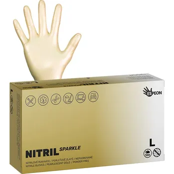 Vyšetřovací rukavice ESPEON NITRIL SPARKLE PERLEŤ Zlaté NEP, 4g -100ks - v. XS