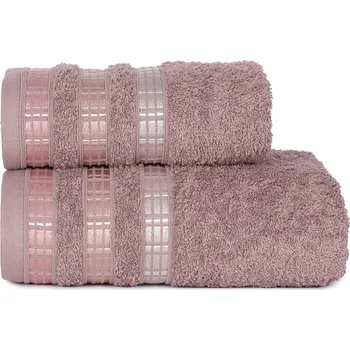 Ručník Bavlněný froté ručník s bordurou LUXURY 50x90 cm, růžová, 500 gr Mybesthome