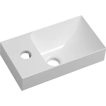 PICCOLINO umývátko 30,8x17cm, litý mramor, baterie vlevo, bílá + slevový kód