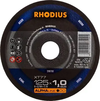 Řezný kotouč Rhodius 208700 | Řezný kotouč 125 x 1,0 x 22,23 mm, XT77, rovný