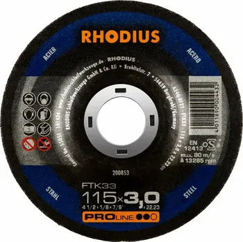 Řezný kotouč Rhodius 200853 | Řezný kotouč 115x3,0x22,23 mm, FTK33, vypouklý