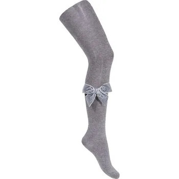 CONDOR Dětské punčocháče se sametovou mašlí šedé Velikost: 000