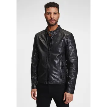 Pánská bunda Černá pánská kožená bunda G2MEMRYS DB Velikost XXL