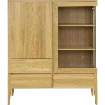 Knihovna Dubová vitrína OSLO 2D3S pravá z masivu Barevné provedení: Přírodní - bezbarvý lak