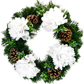 Věnec DOMMIO Dušičkový věnec s bílými chryzantémami, 30 cm