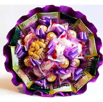 umělá květina Ateliér Confetti Kytice z bonbonů - Gloria Barva: Fialová