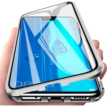 Pouzdro na mobilní telefon Beweare Magnetický oboustranný kryt s tvrzeným sklem na Xiaomi Redmi Note 8 - stříbrný