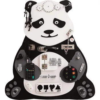 Dřevěná hračka Foxy Family Montessori activity board Orientland Panda Ela Varianta: Bez stojanu - montáž na zeď