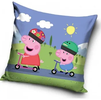 Polštář Polštářek Peppa Pig Peppa Na Koloběžkách
