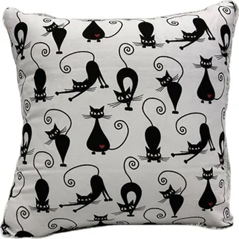 Polštář Bytový Textil Škodák a.s. Povlak bavlna tisk vz.533 - černé kočky, 40x40 cm