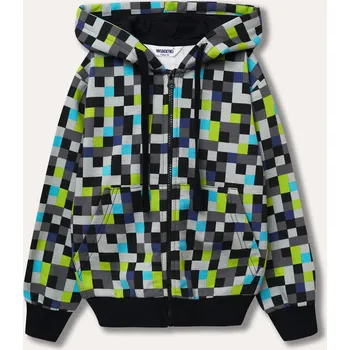 Chlapecká mikina Chlapecká mikina se zipem a s kapucí Pixels - šedá 128