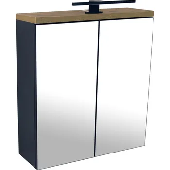 Zrcadlo BPS-koupelny Zrcadlová skříňka Orion L 60 ZS LED-B s osvětlením Any LED 30 B, černá