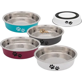 Miska pro psa Trixie Nerezová miska barevná Tlapky pro krátkonosá plemena 0,25l/13 cm