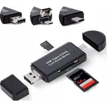 Multifunkční čtečka karet 5v1 SD MicroSD USB TYP-C MicroUSB OTG (UNIVERZÁLNÍ čtečka karet je malá vychytávka, jejíž všestrannost a multifunkčnost ocení každý. Můžete jej použít jak s počítačem a notebookem, tak s mobilními zařízeními, jako je telefon nebo