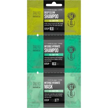 Kosmetika pro psa TAURO PRO LINE Sada vzorků šamponů a kondicioneru TPL Ultra Natural Care pro intenzivní hydrataci pro bílou a světlou srst