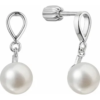 Náušnice Stříbrné náušnice visací slzička s říční perlou 21086.1B