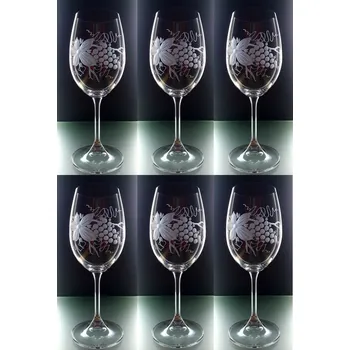 Sklenice sklenice na víno 6ks lara 350ml s rytinou vinného hroznu