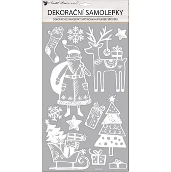 Okenní dekorace Samolepka Santa s glitry 24 x 47 cm