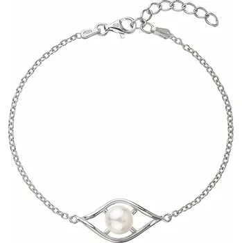Oblečení a móda Perlový náramek z pravou říční perlou v lístečku bílý 23017.1