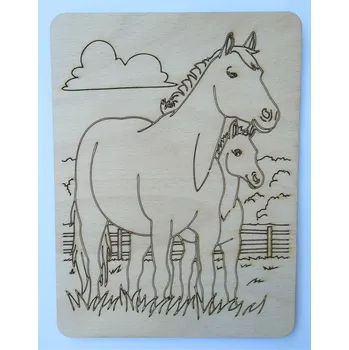 omalovánky Dřevěná omalovánka - koně