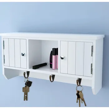 Úložný box vidaXL Nástěnná skříňka na klíče a šperky s dvířky a háčky [241850]