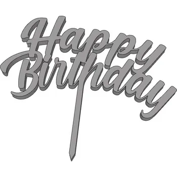 Party dekorace Happy Birthday č.10 - plastový zápich - Klasická zlatá
