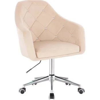 LuxuryForm DESIGN Kosmetické křeslo ROMA VELUR na zlaté podstavě s kolečky - krémové