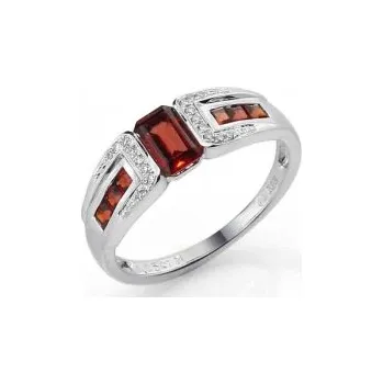 Prsten Prsten s diamantem, bílé zlato briliant, granát 3861727-0-55-81 (3861727-0-55-81)