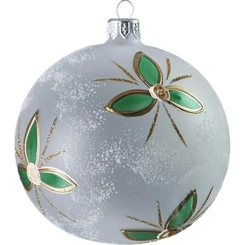 Transparentní baňka s dekorem růžiček