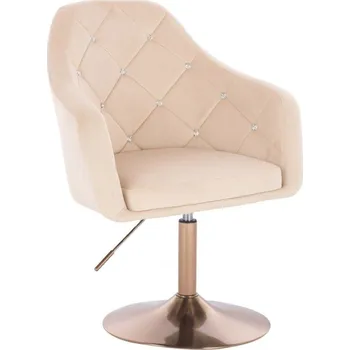 LuxuryForm DESIGN Kosmetické křeslo ROMA VELUR na zlatém talíři - krémové