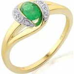 Prsten s diamantem, žluté zlato briliant, smaragd (emerald) v kombinaci s lesklo 3811936-5-57-96 (3811936-5-57-96)