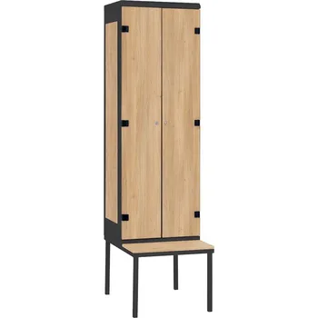 Šatní skříň TRITON šatní skříň 2-dveřová s lavicí, kov-lamino T2195, černá - dub Nagano + doprava zdarma