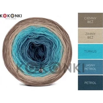 Příze Kokonki Classic A957- tmavá béžová, světlá béžová, tyrkysová, petrolejová, tmavá petrolejová