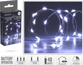 Vánoční osvětlení Světelný řetěz 40 LED 195 cm studená bílá