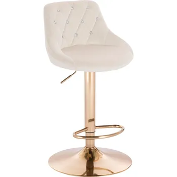 Barová židle Barová židle Kvam Diamonds velur na zlatém talíři - krémová