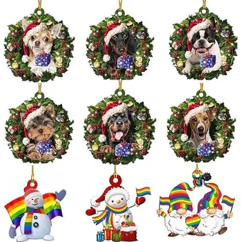 Vánoční dekorace DHYDQX Vánoční ozdoby s pejsky 9 ks vícebarevné