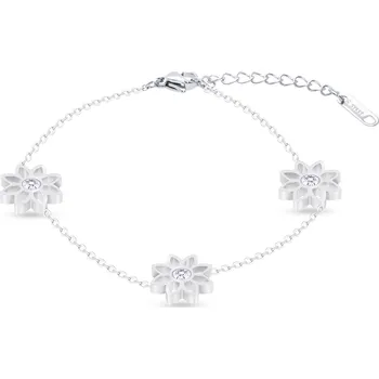Náramek biju Náramek z chirurgické oceli, květiny ozdobené čirým zirkonem 2002395