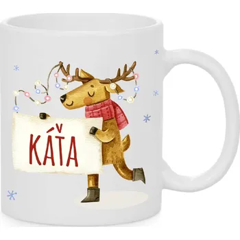 Vánoční hrnek - Sob se jménem Káťa Barva: Bílá