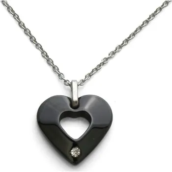 Náhrdelník Dámský náhrdelník keramické srdce Valentýn z chirurgické oceli S784100