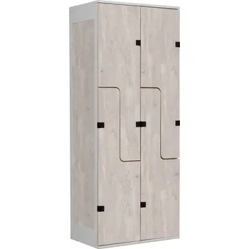 TRITON šatní skříň se 4 boxy a dveřmi ve tvaru Z, kov-lamino T1970, šedá - beton + doprava zdarma