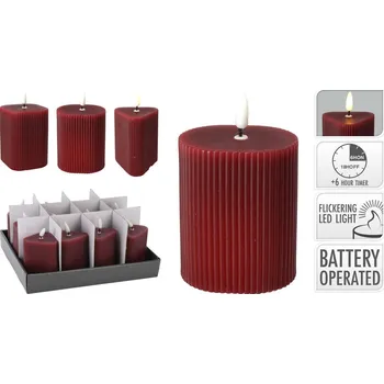 Svíčka LED svíčka 60x115/65x115/70x115mm mix s časovačem, červená