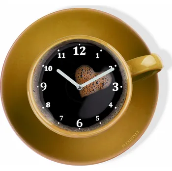 Hodiny Moderní hodiny do kuchyně Žlutý šálek