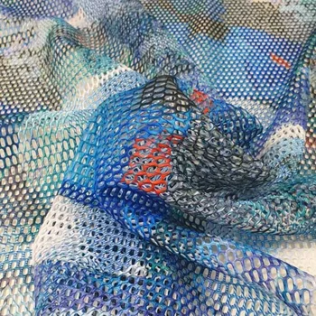 Síťovina, modrý vzor, š.140