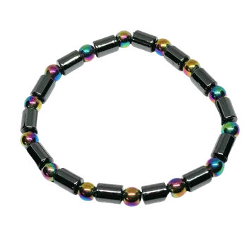 Náramek Hematit duhový a válečky 6 mm | Lesklé korálky pro šperky
