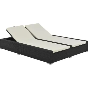 Zahradní lehátko vidaXL Dvojité zahradní lehátko polyratan [44751] Barva: Černá