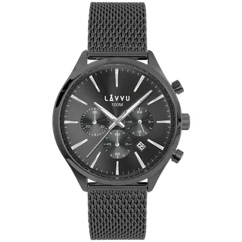 Hodinky LAVVU Pánské černé hodinky CHRONOGRAPH NORRLAND s vodotěsností 100M LWM0231 (LAVVU Pánské hodinky CHRONOGRAPH NORRLAND s vodotěsností 100M LWM0231)