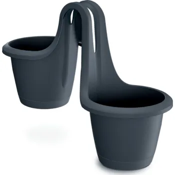 Květináč PROSPERPLAST Závěsný květináč - RESPANA TWINS Barva: antracit