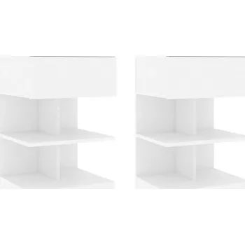 Noční stolek vidaXL Bedside Cabinets 2 pcs 40x35x65 cm dřevotříska [816042] Barva: Bílá