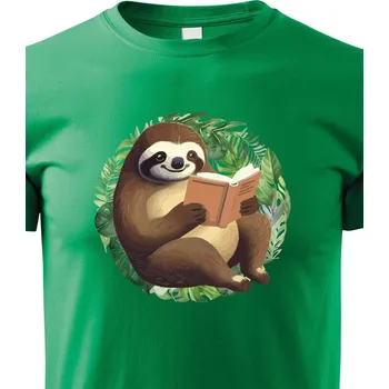 Chlapecké tričko Dětské tričko Lenochod s knihou, Barva Zelená, Velikost 134 cm/8 roků, Canvas Dětské tričko Bezvatriko.cz 2130